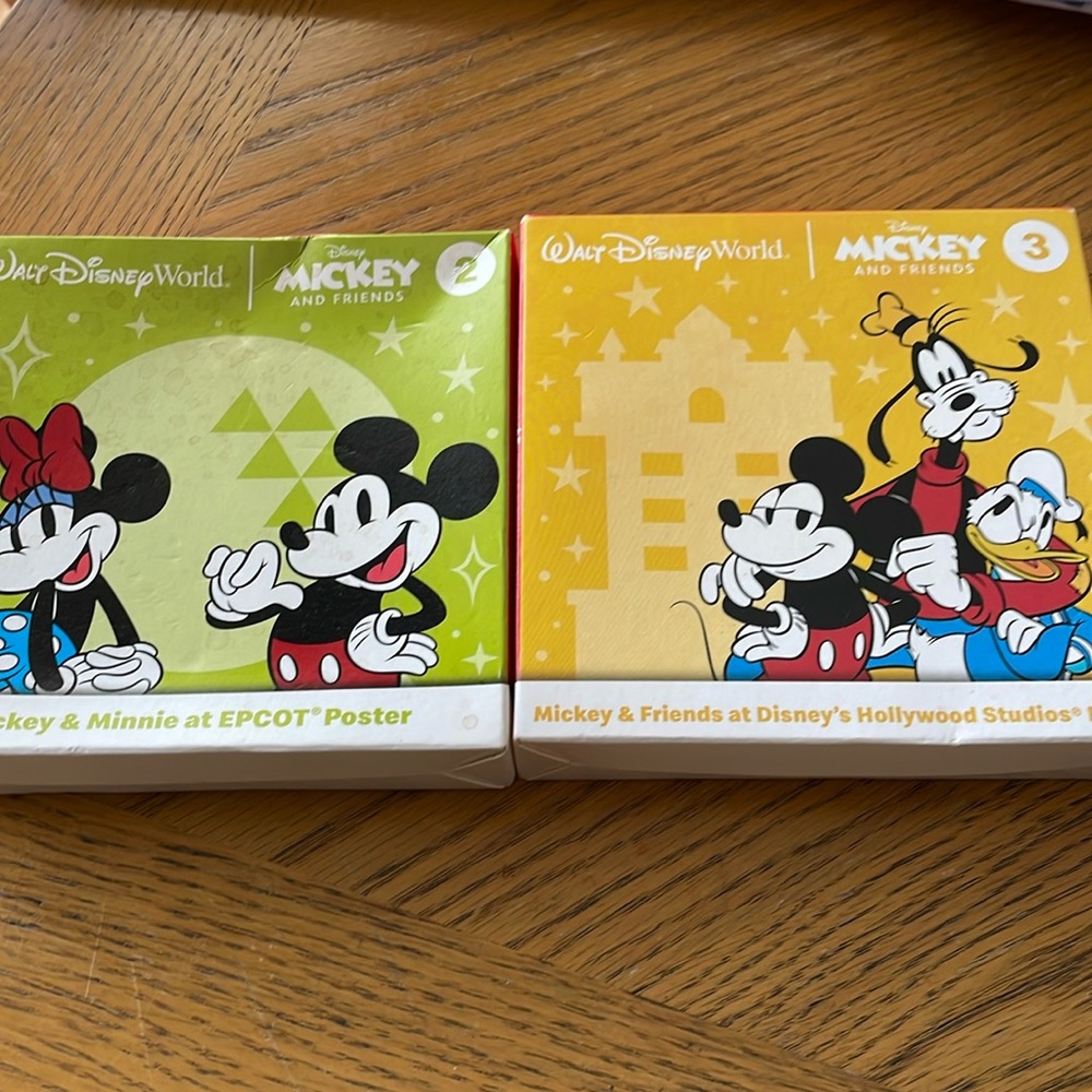 2 McDONALD'S HAPPY MEAL TOYS: MICKEY EPCOT POSTER, STUDIOS POSTER & Stickers NEW